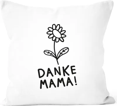 Produktbild von personalisierter Kissen-Bezug Blümchen mit Botschaft personalisierte Geschenke zum Muttertag SpecialMe® Danke Mama! weiß 40cm x 40cm