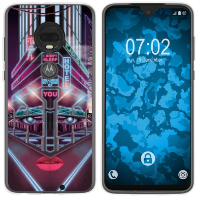 Produktbild von PhoneNatic Case kompatibel mit Motorola Moto G7 Plus Silikon-Hülle Retro Wave Cyberpunk.02 M5