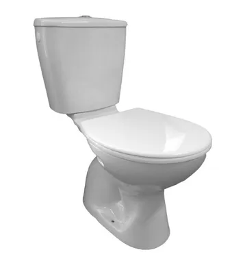 A white toilet on a white background.