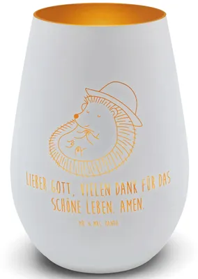 Produktbild von Mr. & Mrs. Panda Laterne Igel Beten - Weiß - Geschenk, Leben, Windlicht Glas, Gott, Teelichthalter, Sonnenhut, Kerzenhalter, Genießen, Amen, dekolicht, Lustige Sprüche