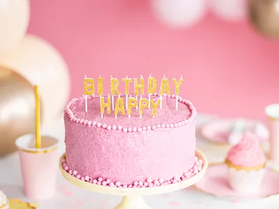 Produktbild von Geburtstagskerzen Happy Birthday mit Glitzer 2,5cm gold