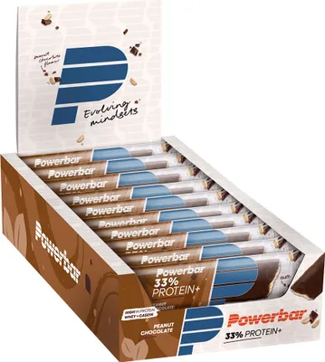 Produktbild von Powerbar Plus 33% Proteinriegelbox Shokolade&erdnuss 90g 10 Einheiten Blau Blau One Size