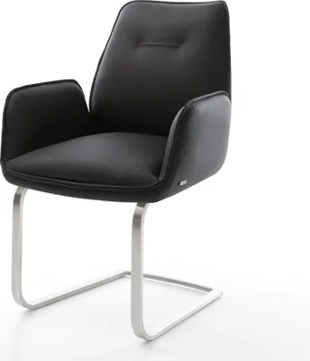 Produktbild von DELIFE Freischwinger Zoa-Flex Echt-Leder Schwarz Freischwinger flach Edelstahl Taschenfederkern