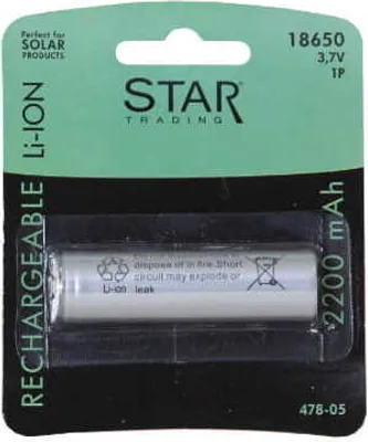 Produktbild von Star Trading 12.478-05, Wiederaufladbarer Akku, Lithium-Ion (Li-Ion), 3,7 V, 1 Stück(e), Silber, 18 mm