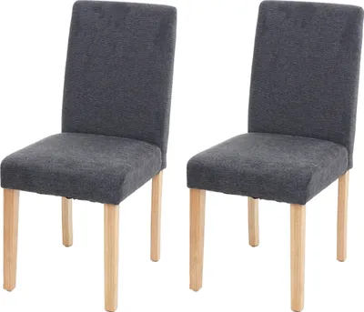 Obrázok produktu pre sada 2 jedálenských stoličiek Kuchynská stolička Littau ~ Textil, antracitovo sivá, svetlé nohy