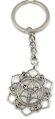 Produktbild von Onwomania Schlüsselanhänger - "Mandala Kunst Yantra" - Metall Glücksbringer ideal als Geschenk z.B. für den besten Freund, die beste Freundin, Mama