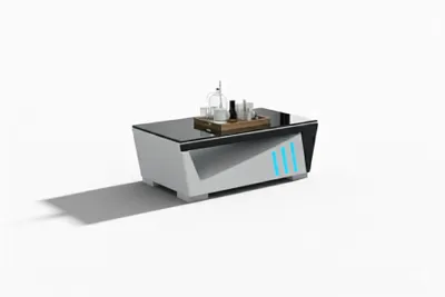 Productafbeelding van Salontafel, modern, zwart en wit, met opbergruimte en verlichting