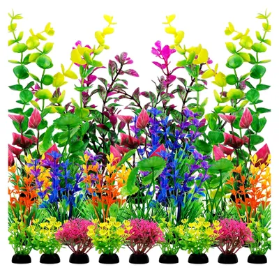 Produktbild von Künstliche Pflanzen für Aquarien, 25 Stück, Bunte Kunststoffdekoration für Aquarien