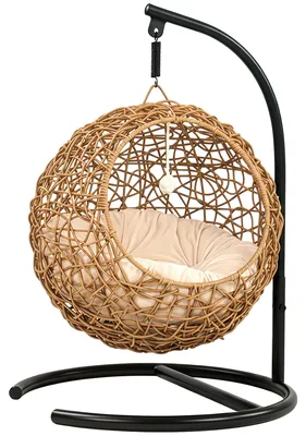 Produktbild von Katzenbett Rattan Katzenhöhle mit Waschbarem Kissen und Spielball, für Katzen bis 10 kg, 45 x 41 x 75 cm, Hellbraun
