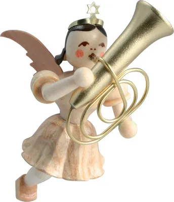 Produktbild von Schwebeengel mit Tuba, natur (6,6cm) von Blank Kunsthandwerk