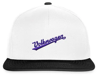 Produktbild von Spreadshirt Volkswagen VW Logoschriftzug Retro Stick Snapback Cap, One size, Weiß/Schwarz