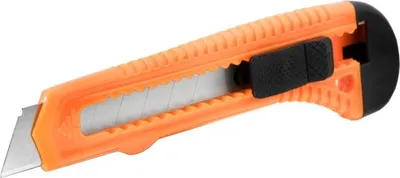 Produktbild von Abbrechmesser 18 mm – Abbrechmesser mit ausziehbarer Klinge – Stoßfestes Kunststoffgehäuse mit rutschfester Oberfläche – Austauschbare Klinge – Geeignet zum Tapezieren, für Papier, PVC und allgemeine Schneidarbeiten [10815]