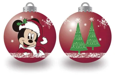 Weihnachtskugeln 6 cm, Disney-Mickey, Polyester, 6er-Pack