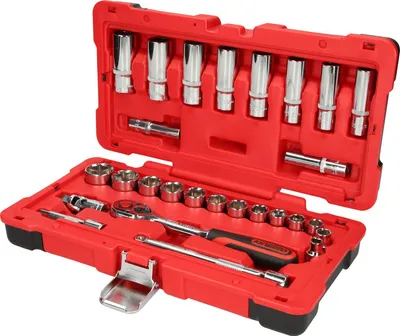 Produktbild von KS Tools  3/8" CHROMEplus Steckschlüssel-Satz, 27-tlg, 958.0627