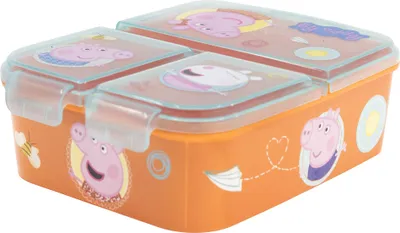Immagine prodotto di Scatola per il pranzo per bambini con 3 scomparti Peppa Pig in arancione Scatola per la colazione