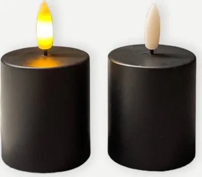 Produktbild von Coen Bakker LED Kerzen mit Timer schwarz 2er Set 4,5x8cm 3D Flamme Kunststoff warmweiß Innen