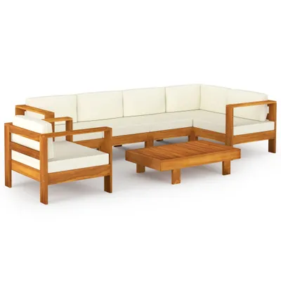 Obrázok produktu pre vidaXL 7-dielna záhradná súprava s vankúšmi 100 x 60 cm akáciové drevo