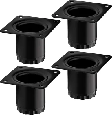 Produktbild von 4 Stück Möbelfüße BRAVO Höhe 50 mm (+ 10 mm) Ø 40 mm schwarz matt höhenverstellbare Schrankbeine aus Stahl belastbar bis 50 kg pro Stützfuß SOTECH