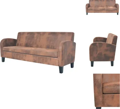 Produktbild von vidaXL 3-Sitzer Sofa Kunstleder Wildleder-Optik Braun -  Sofas