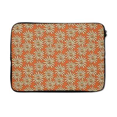 Produktbild von MuchoWow® Laptop Hülle 13 Zoll Muster - Vintage - Blume - Orange Laptoptasche - Laptophülle - Sleeve - Rundumschutz