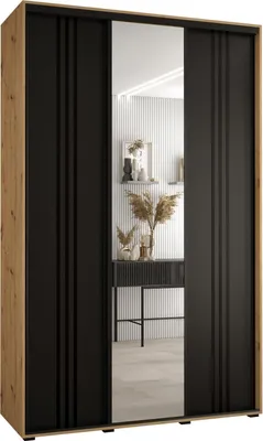 Produktbild von MEBLE KRYSPOL Davos 7 Schrank, drei Türen - 235,2x160x45 cm - Artisan Schwarz Schwarz