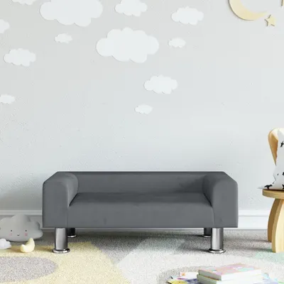Imagen del producto de El sofá infantil "Living Store" en color gris oscuro, con dimensiones de 70x45x26,5 cm, tapizado en terciopelo