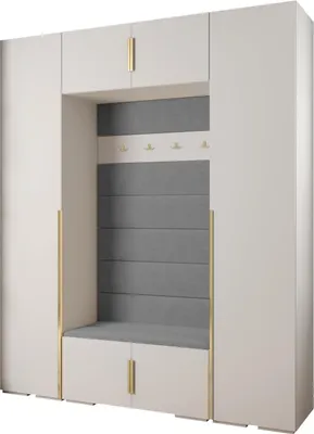 Produktbild von MEBLE KRYSPOL Inova 1 Möbelset Garderobe, 236,7x200x47cm - Weiß, Manila 16, Gold