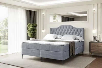 Produktbild von ALTDECOR  Boxspringbett mit Schwarz Füßen, Matratze und Lattenrost, Boxbett, Topper, Polsterbett mit Bettkasten, Bett mit Stauraum H4-Matratze, Doppelbett - VILA-1-FC- 120x200 - Grau Samt