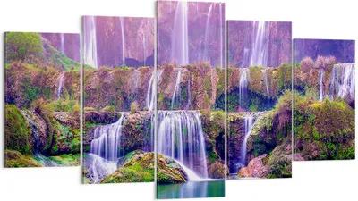 Produktbild von Bild auf Leinwand - Leinwandbild - Wasserfall Natur - 160x85cm - Wand Bild - Wanddeko - Wandbilder - Leinwanddruck - Bilder - Kunstdruck - Wanddekoration - Leinwand bilder - Wandkunst - EA160x85-3893