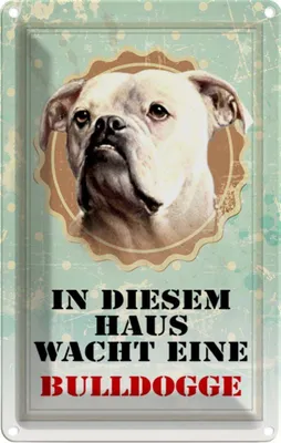 Produktbild von vianmo Blechschild 18x12 cm Hund in diesem Haus wacht Bulldogge Tier Haustier