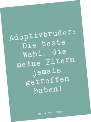Produktbild von Mr. & Mrs. Panda Postkarte Spruch Adoptivbruder Liebe - Meeresbrise - Geschenk, Ansichtskarte, Geschwisterliebe, Familienmitglieder, herzerwärmende Sprüche, bildkarte