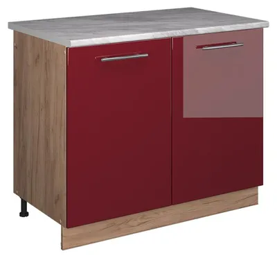 Immagine prodotto di Mobile lavello cucina Vicco Fame-Line Bordeaux lucido/Rovere dorato 100 cm, PL Marmo, Model 61973