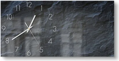 Produktbild von DEQORI Glasuhr 60x30 cm Zahlen 'Schieferfassade' Wanduhr Glas Uhr Design leise
