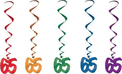 Produktbild von 5 bunte Swirl Girlanden Zahl 65