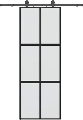 Immagine prodotto di vidaXL Porta scorrevole con rubinetteria nera 76x205 cm in vetro temperato