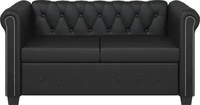 Produktbild von vidaXL Chesterfield-Sofa 2-Sitzer Kunstleder Schwarz