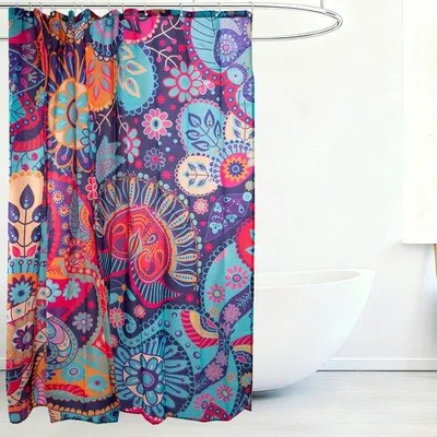 Produktbild von Unyqoos® Wasserabweisender Blumenduschvorhang mit Haken und schimmelfestem Polyester