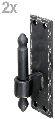 Produktbild von Alberts 2 x Kloben auf Platte, 150 x 45 mm, Schmiedeeisen, in schwarzer verzinkter Form
