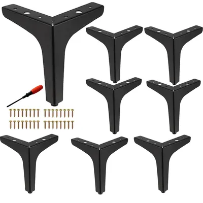 8 Metall-Möbelfüße, Schrankfüße, 15 cm, Schwarz, bis 800 kg
