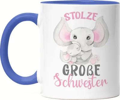 Produktbild von Stolze Große Schwester Tasse Blau Elefanten Liebe Familie Schwesternliebe Beschützerin Geschwister Geborgenheit