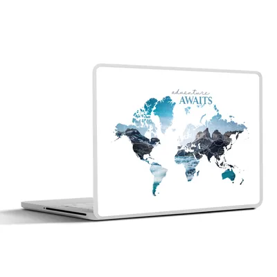 Produktbild von MuchoWow® Laptop Aufkleber Sticker Cover Weltkarte - Zitate - Abenteuer - Berg 25x18 cm - Laptop-Deko