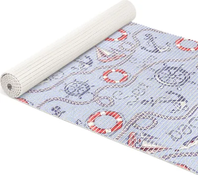 Produktbild von Badematte Anti-Rutsch-Matte Weichschaummatte Maritim Kompass Anker Badvorleger blau Breite 65 cm Länge 350 cm