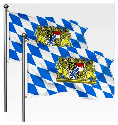 Produktbild von 2 Stück Bayern Flagge, 90 x 150 cm, Bayerische Fahne mit Messing-Ösen, Deko Fahnen für Innen- und Außenbereich