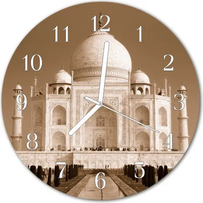 Produktbild von Glasuhr Wanduhr Küchenuhr Echt-Glas 30fi cm Taj Mahal sepia