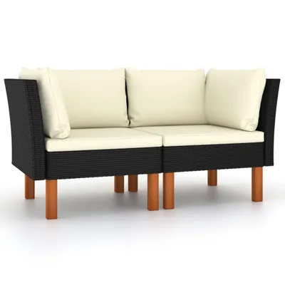 Image de vidaXL Canapé d'angle 2 pcs. Poly rotin et bois massif d'eucalyptus