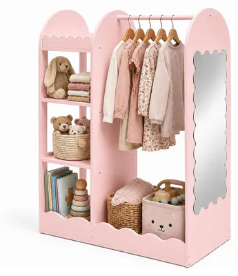 Immagine prodotto di Appendiabiti per bambini con specchio e ripiano, in MDF e acrilico.