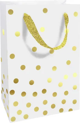 Produktbild von Braun & Company Geschenktasche Golden Dots weiß 11 x 16 x 5 cm