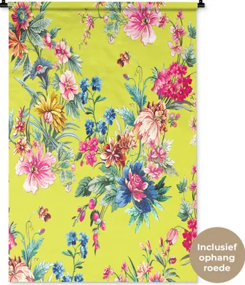 Produktbild von MuchoWow® Wandteppich Wandbehang Blumen - Farben - Pastell 90x135 cm Tapisserie Dekoration Wandtuch - Baumwolle - Wandskulptur