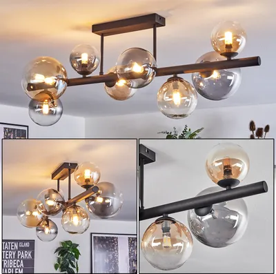 Produktbild von Isorella Deckenlampe aus Metall/Glas in Schwarz/Bernstein-/Rauchfarben/Klar