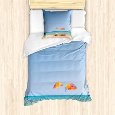 Produktbild von ABAKUHAUS Strand Mantele, Stuhl Regenschirm Relaxing, Milbensicher Allergiker geeignet mit Kissenbezügen, 135 cm x 200 cm - 80 x 80 cm, Türkis Beige